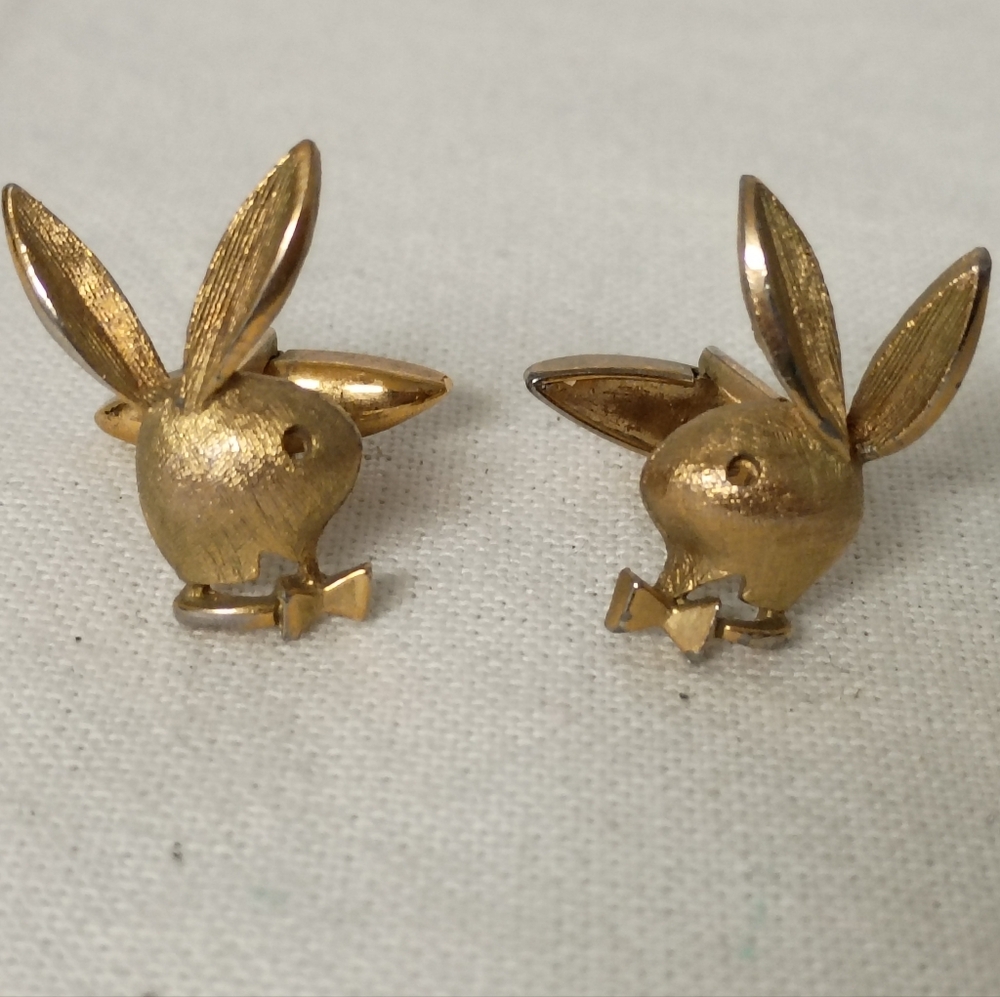 ❤️PLAYBOY Gold Bunny Head Cufflinks